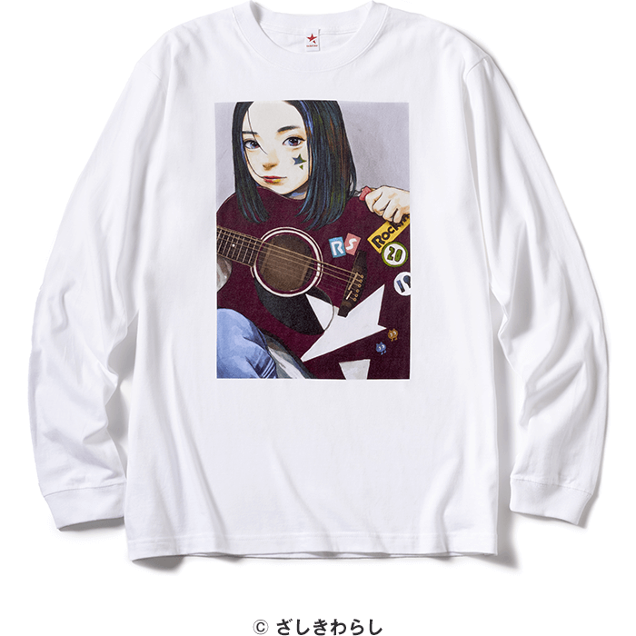 ざしきわらし描き下ろし アコースティックガール ロンT