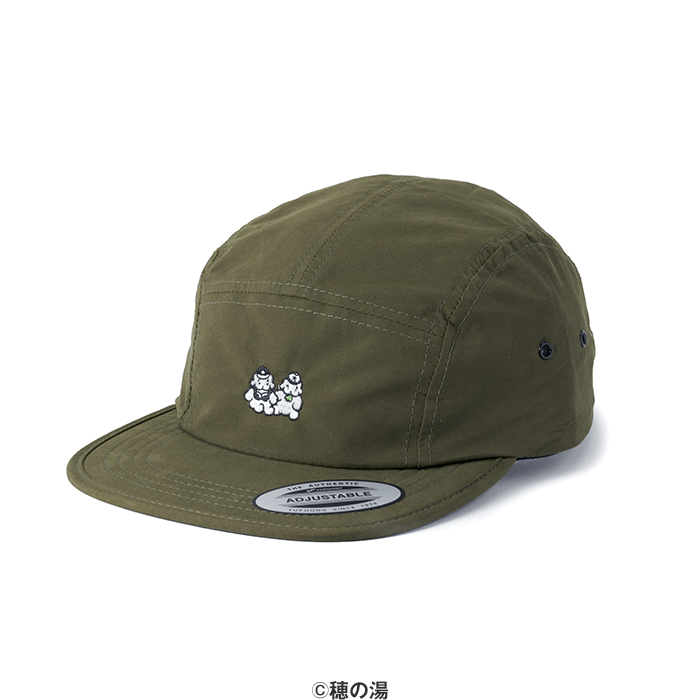 穂の湯描き下ろし Wonder&Bone「GYU!」刺繍キャップ(KHAKI) 撥水加工
