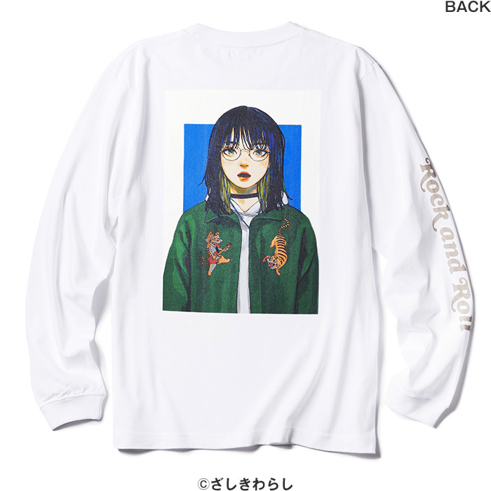 ざしきわらし描き下ろし 女の子/TIGER A ロンT (WHITE)
